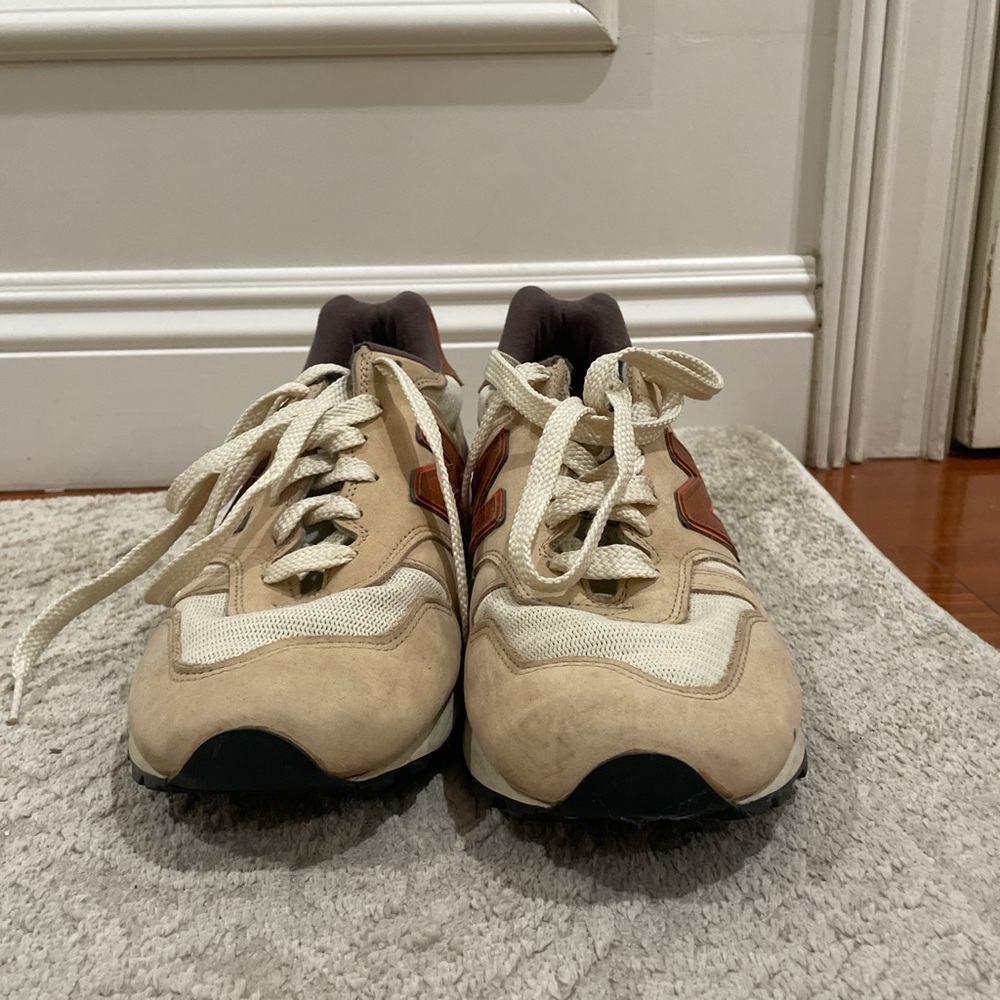 New Balance Cream and Brown Athletic Shoes Suede Low-Top